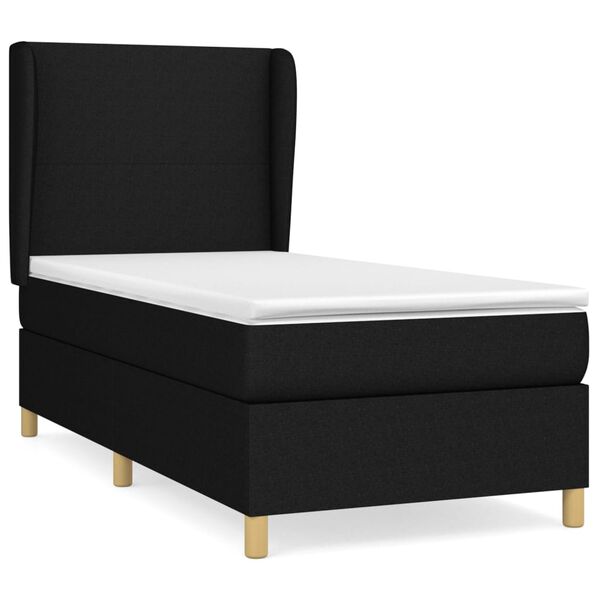vidaXL Sommier &agrave; lattes de lit avec matelas Noir 100x200 cm Tissu