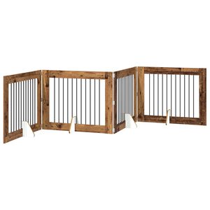 vidaXL Porte de chien pliable avec supports 4 pcs Bois ancien 401 cm