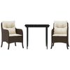 vidaXL Ensemble &agrave; manger de jardin 3 pcs et coussins marron poly rotin