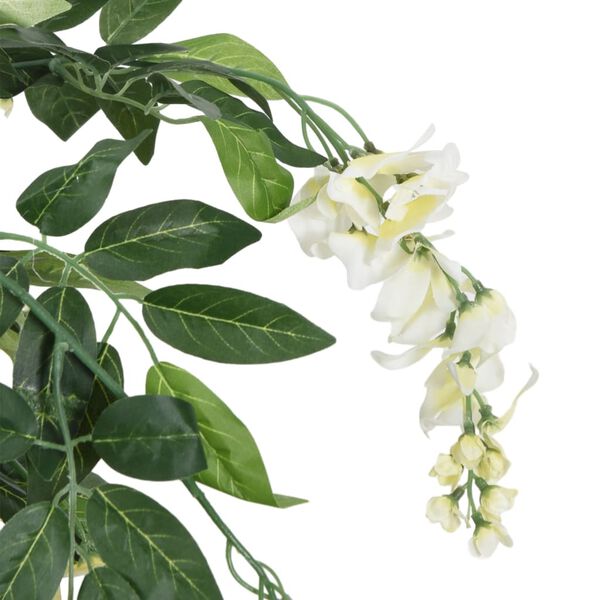 vidaXL Glycine artificielle 840 feuilles 150 cm vert et blanc