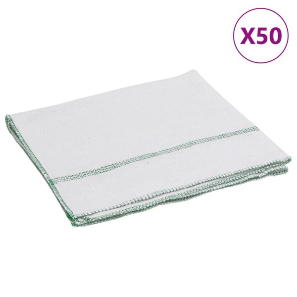 vidaXL Chiffon de nettoyage 50 pcs blanc et des rayures vertes 50x60cm