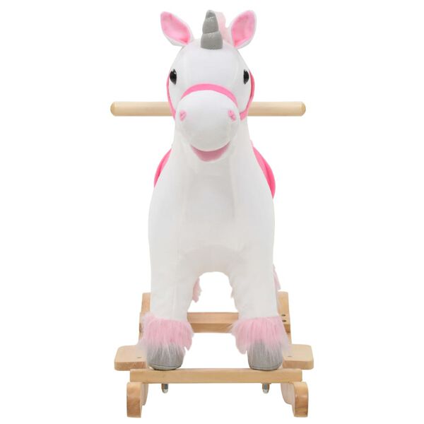 vidaXL Licorne à bascule Peluche 65x32x58 cm Blanc et rose
