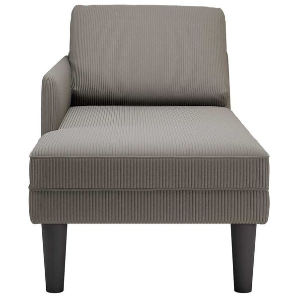 vidaXL Chaise longue avec coussin gris clair tissu en velours c&ocirc;tel&eacute;