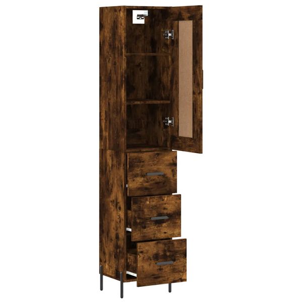 vidaXL Buffet haut Ch&ecirc;ne fum&eacute; 34,5x34x180 cm Bois d'ing&eacute;nierie