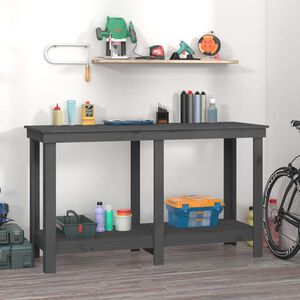 vidaXL Banc de travail Gris 140x50x80 cm Bois de pin massif