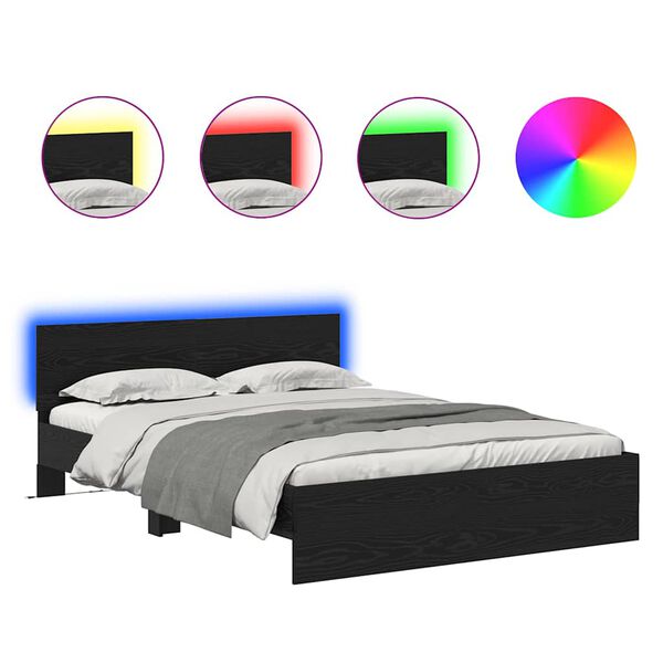 vidaXL Cadre de lit Ch&ecirc;ne noir 140 x 200 cm Bois d'ing&eacute;nierie