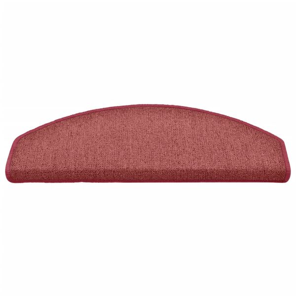 vidaXL Tapis d'escalier 15 pi&egrave;ces 65 x 24 x 4 cm Bordeaux Demi-rond Grand
