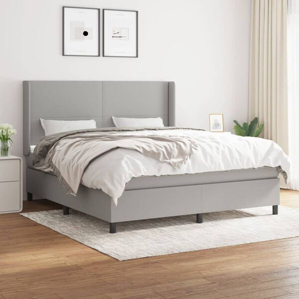 vidaXL Sommier &agrave; lattes de lit avec matelas Gris clair 160x200cm Tissu