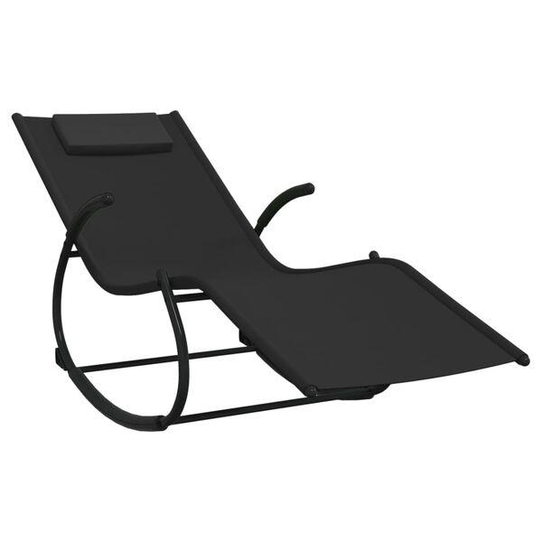 vidaXL Chaises longues à bascule 2 pcs Noir Acier et textilène
