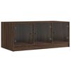 vidaXL Table basse avec portes en verre ch&ecirc;ne marron 102x50x42 cm