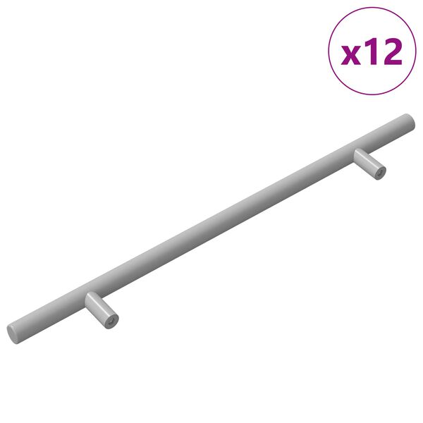 vidaXL Poign&eacute;e de cabinet 12 pcs Argent&eacute; 300 mm Acier inoxydable