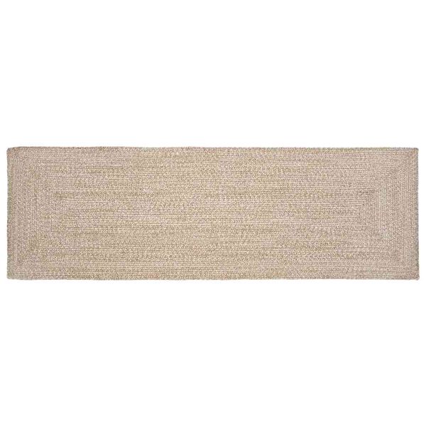 vidaXL Tapis de surface Rectangulaire Naturel et Blanc 60 x 200 cm