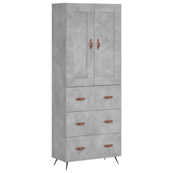 vidaXL Buffet haut Gris b&eacute;ton 69,5x34x180 cm Bois d'ing&eacute;nierie