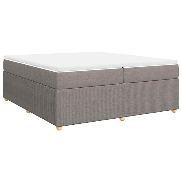 vidaXL Sommier &agrave; lattes de lit avec matelas Taupe 200x200 cm Tissu
