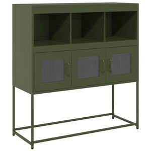 vidaXL Buffet vert olive 100,5x39x107 cm acier lamin&eacute; &agrave; froid