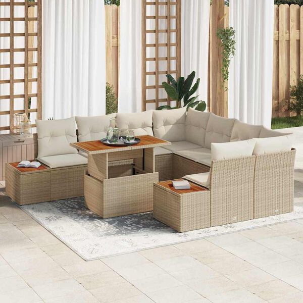 vidaXL Ensemble de salle &agrave; manger pour jardin 9 pcs Beige et cr&egrave;me