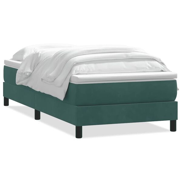 vidaXL Sommier &agrave; lattes de lit et matelas vert fonc&eacute; 100x210cm velours