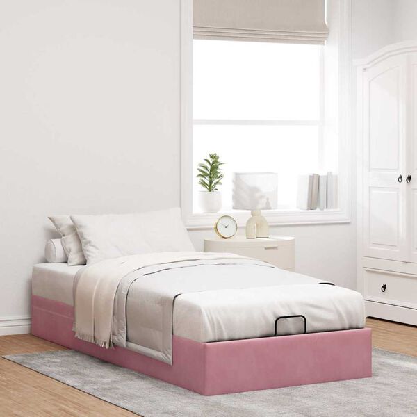 vidaXL Cadre de lit ottoman sans matelas rose 90x200 cm velours