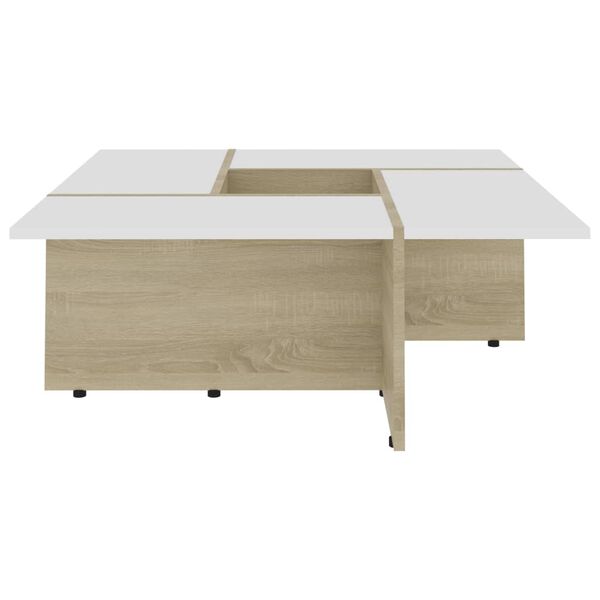 vidaXL Table basse Blanc ch&ecirc;ne sonoma 79,5x79,5x30cm Bois d'ing&eacute;nierie