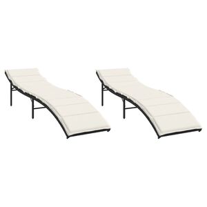 vidaXL Chaises longues lot de 2 avec coussins noir r&eacute;sine tress&eacute;e