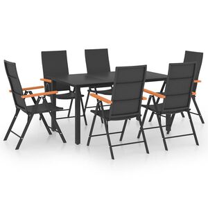 vidaXL Ensemble &agrave; manger de jardin 7 pcs noir et marron