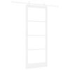 vidaXL Porte coulissante 93 x 232 cm Bois de pin massif et verre Blanc