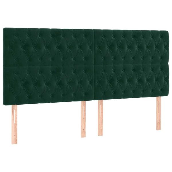 vidaXL T&ecirc;te de lit Vert fonc&eacute; 200x7x118/128 cm Velours