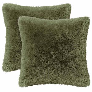 vidaXL Housse de coussin 2 pcs HEERLEN Vert 30 x 30 cm Fleece PV