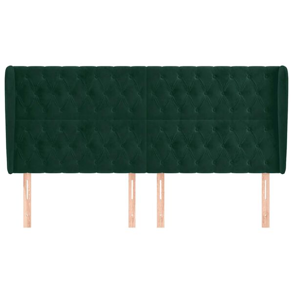 vidaXL T&ecirc;te de lit avec oreilles Vert fonc&eacute; 183x23x118/128 cm Velours