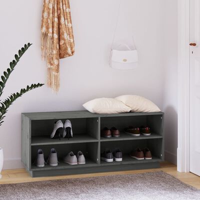 vidaXL Armoire à chaussures Gris 110x34x45 cm Bois de pin massif