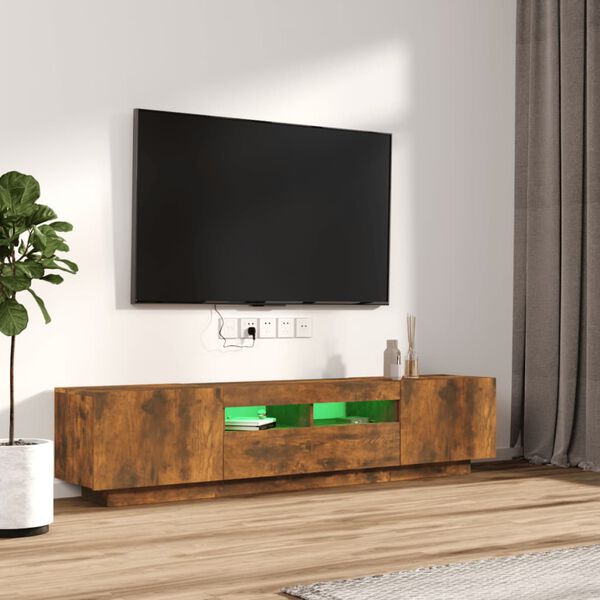 vidaXL Ensemble de meubles TV avec lumi&egrave;res LED 2 pcs Ch&ecirc;ne fum&eacute;