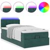 vidaXL Lit ottoman avec matelas et LED Vert fonc&eacute; 90x200cm velours
