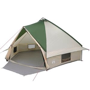 vidaXL Tente Teepee 10 personnes 10 personne Vert et blanc