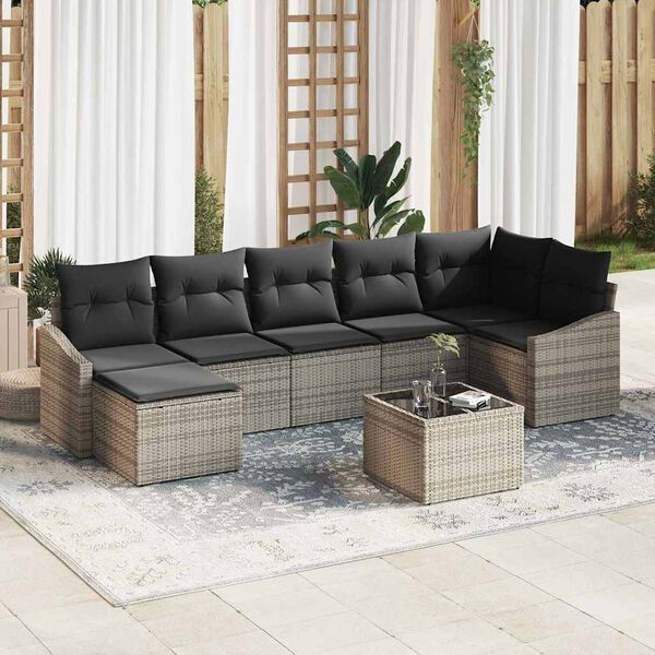 vidaXL Ensemble de salle &agrave; manger pour jardin 8 pcs Gris clair