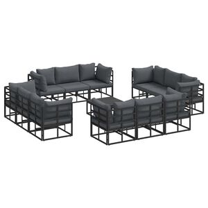 vidaXL Ensemble de canap&eacute; de jardin 13 pc Noir M&eacute;tal