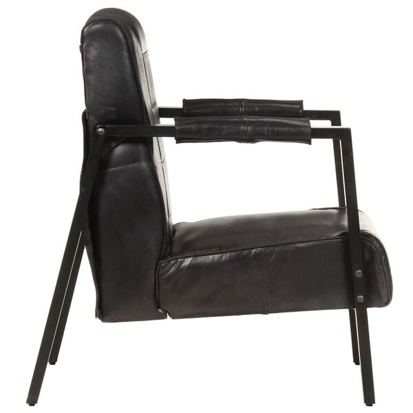 vidaXL Chaise de canap&eacute; 60x80x87 cm Noir Cuir de ch&egrave;vre v&eacute;ritable