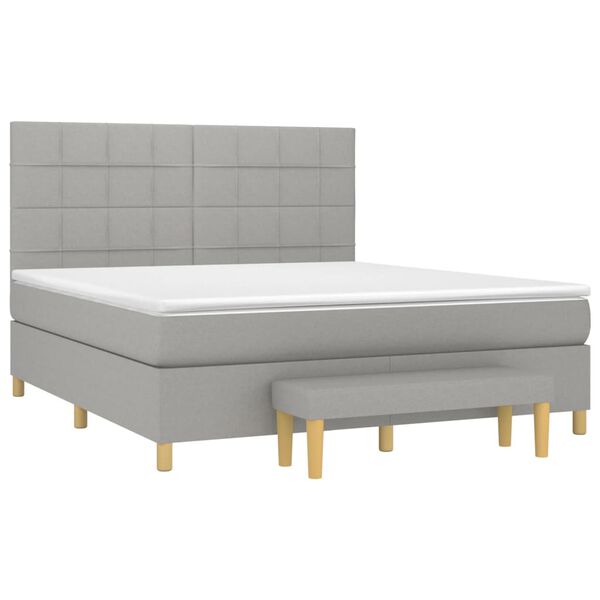 vidaXL Sommier &agrave; lattes de lit avec matelas Gris clair 180x200cm Tissu