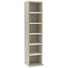 vidaXL Armoire &agrave; CD Blanc et ch&ecirc;ne sonoma 21x20x88cm Bois d'ing&eacute;nierie