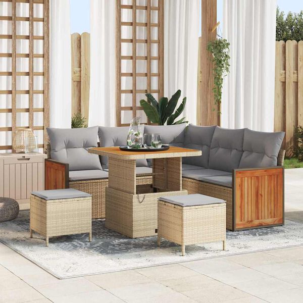 vidaXL Ensemble de canap&eacute; de jardin 9 pcs Beige et Gris clair