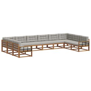 vidaXL Ensemble de canap&eacute;s d'ext&eacute;rieur 10 pc Gris Naturel et Clair