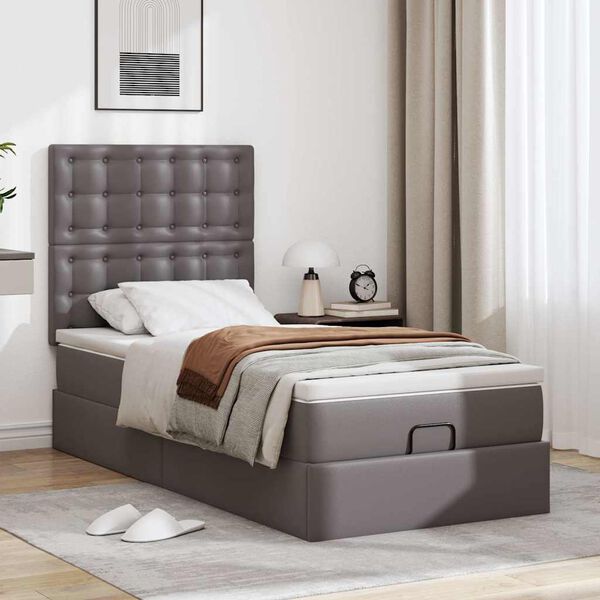 VidaXL Lit ottoman avec matelas gris 90x190 cm similicuir