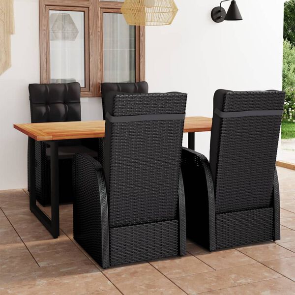 vidaXL Ensemble &agrave; manger de jardin avec coussins 5 pcs r&eacute;sine tress&eacute;e