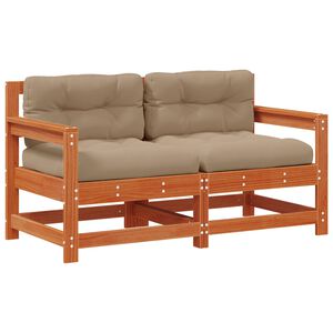 vidaXL 2 Pi&egrave;ce Canap&eacute; d'angle de jardin Bois de pin massif Brun cire