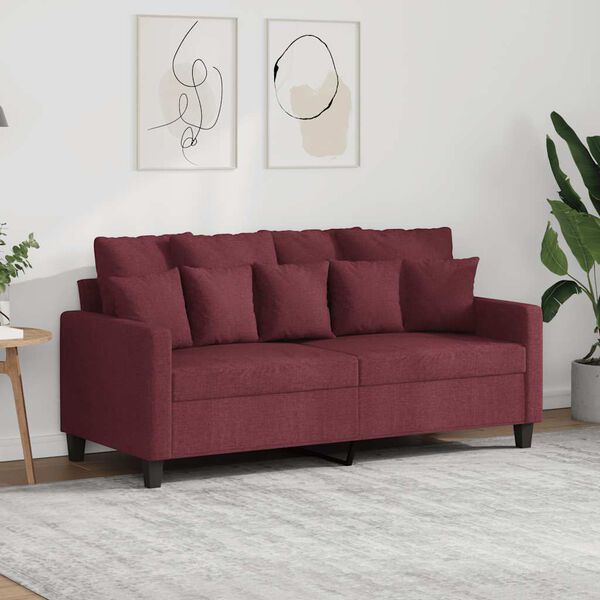 vidaXL Canap&eacute; &agrave; 2 places Rouge bordeaux 140 cm Tissu