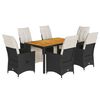 vidaXL Ensemble &agrave; manger de jardin coussins 7 pcs noir r&eacute;sine tress&eacute;e