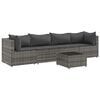 vidaXL Salon de jardin 5 pcs avec coussins Gris R&eacute;sine tress&eacute;e