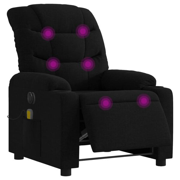 vidaXL Fauteuil de massage inclinable &eacute;lectrique Noir Tissu
