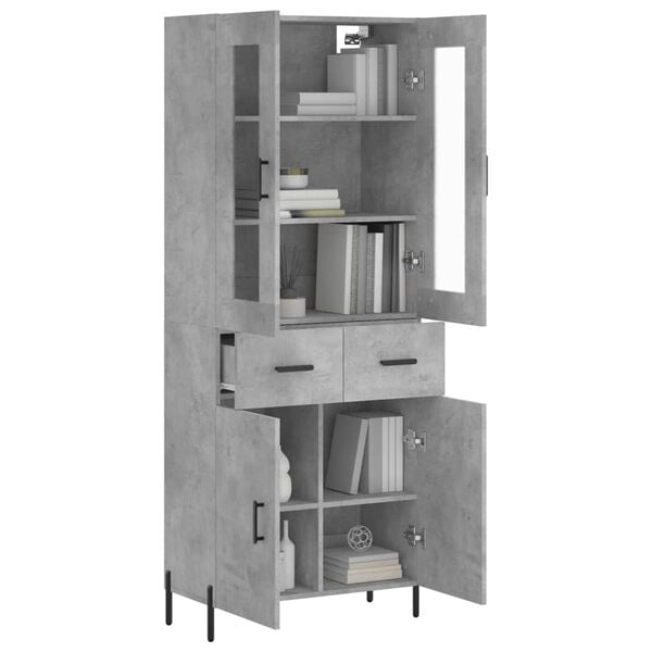vidaXL Buffet haut Gris b&eacute;ton 69,5x34x180 cm Bois d'ing&eacute;nierie