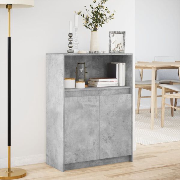 vidaXL Buffet avec LED gris b&eacute;ton 72x34x100 cm bois d'ing&eacute;nierie