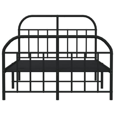 vidaXL Cadre de lit métal avec tête de lit/pied de lit noir 120x190 cm